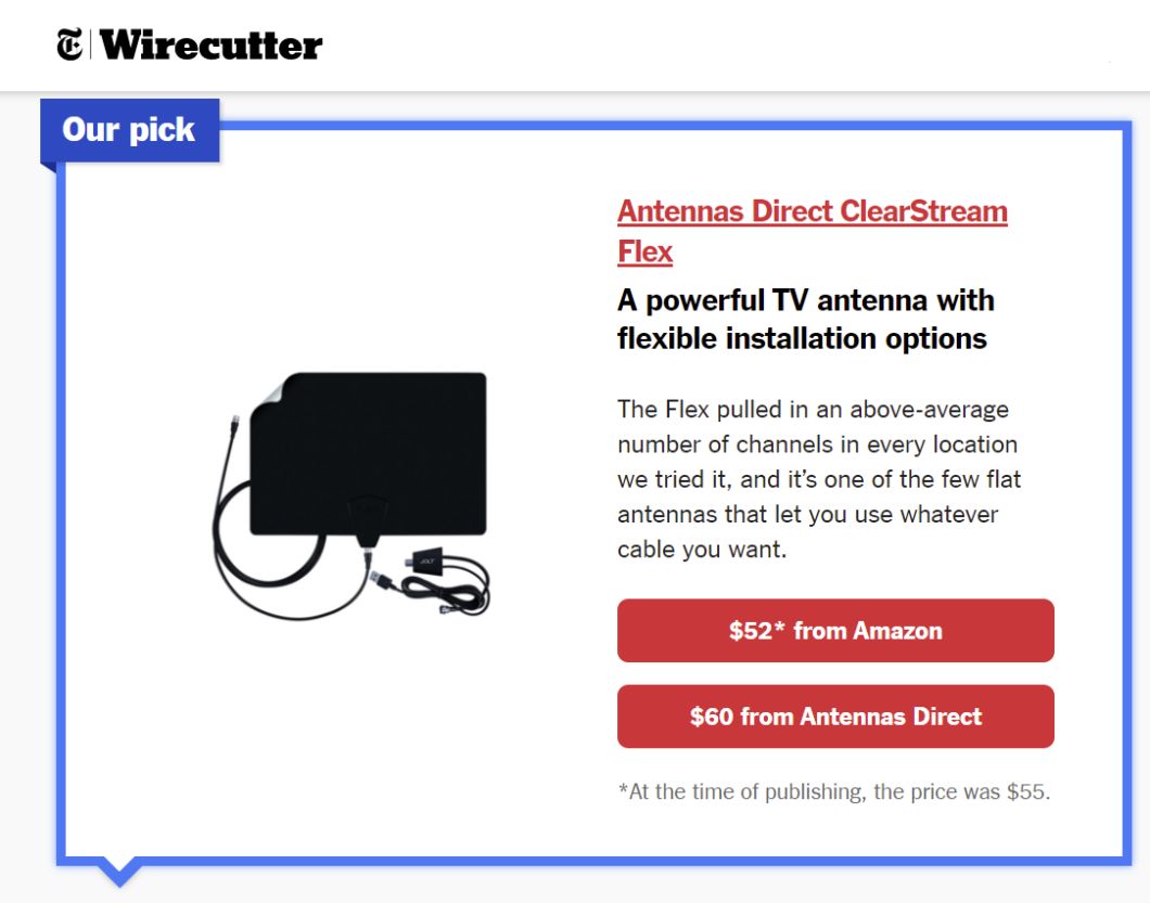 Wirecutter Names ClearStream Flex in 100 Most Popular Picks in August